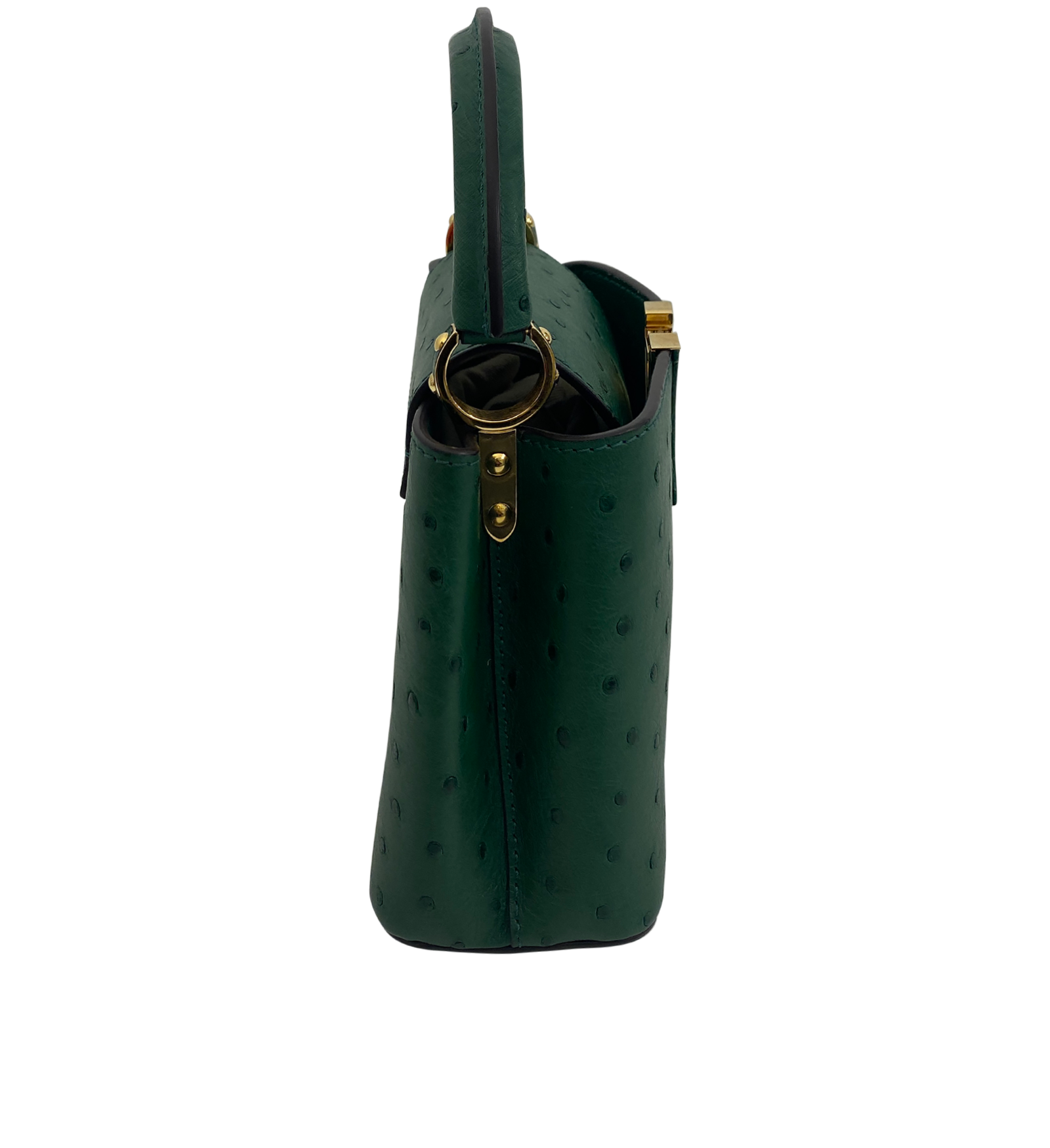 Capucines Mini, 4.600&euro;, Bolso, Verde, Animal - Avestruz, Vista lateral